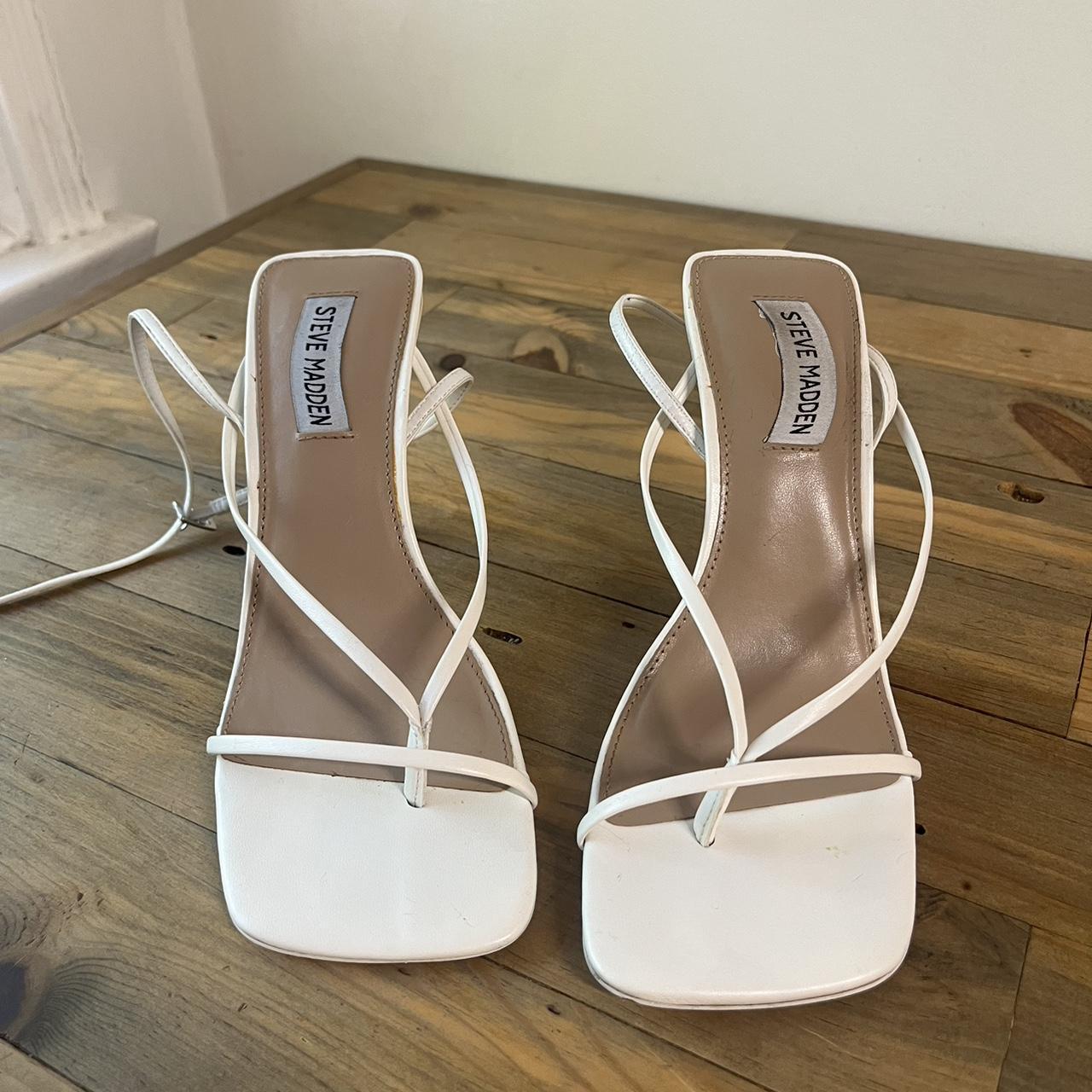 Steve Madden Annie white strapy heels Size: 7 Worn a... - Depop