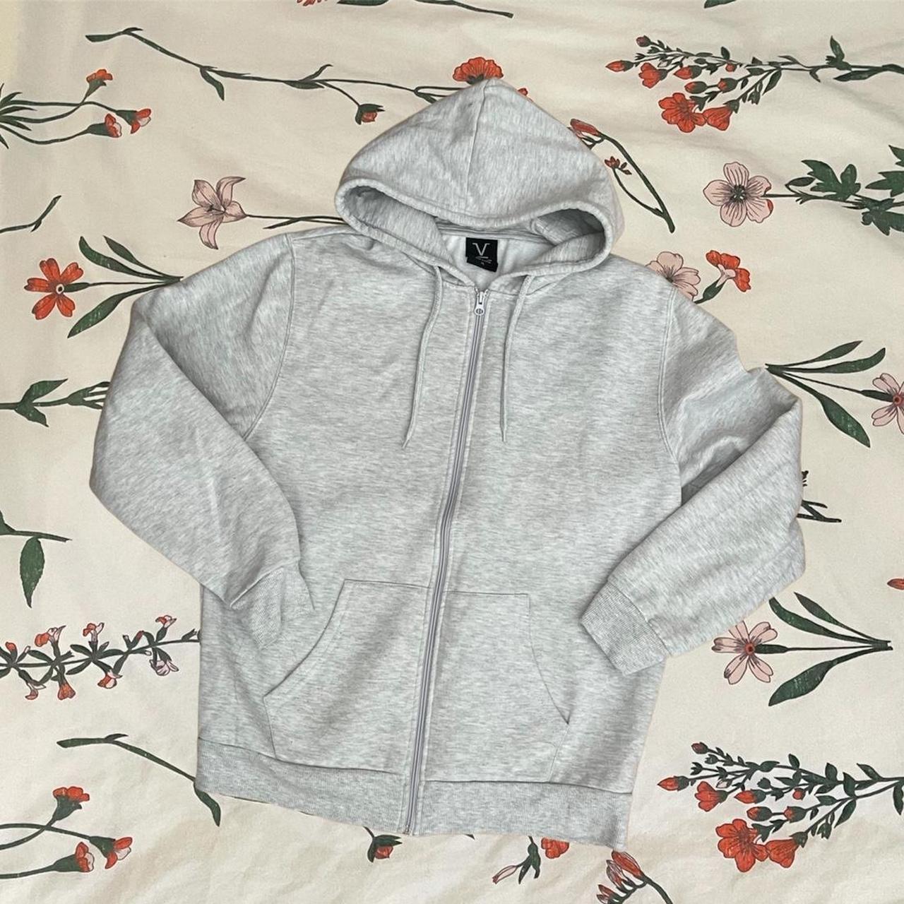 Brandy Melville Hoodie -cropped zip up -taupe - Depop