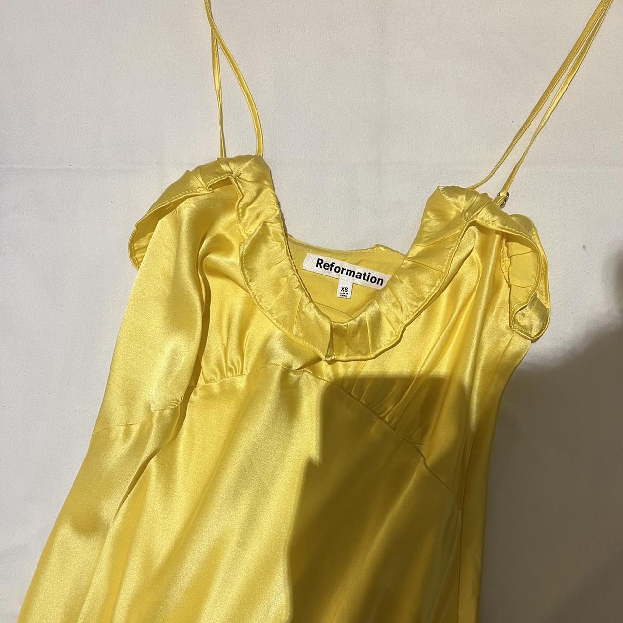 reformation yellow silk maxi dress size XS... Depop