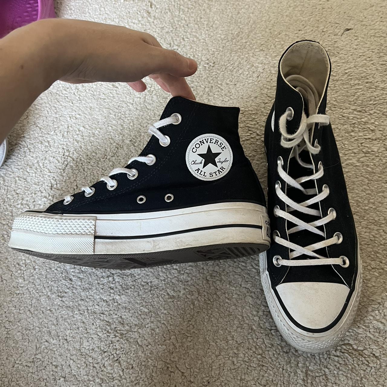 Brand: Converse Black and White Platform Converse In... - Depop