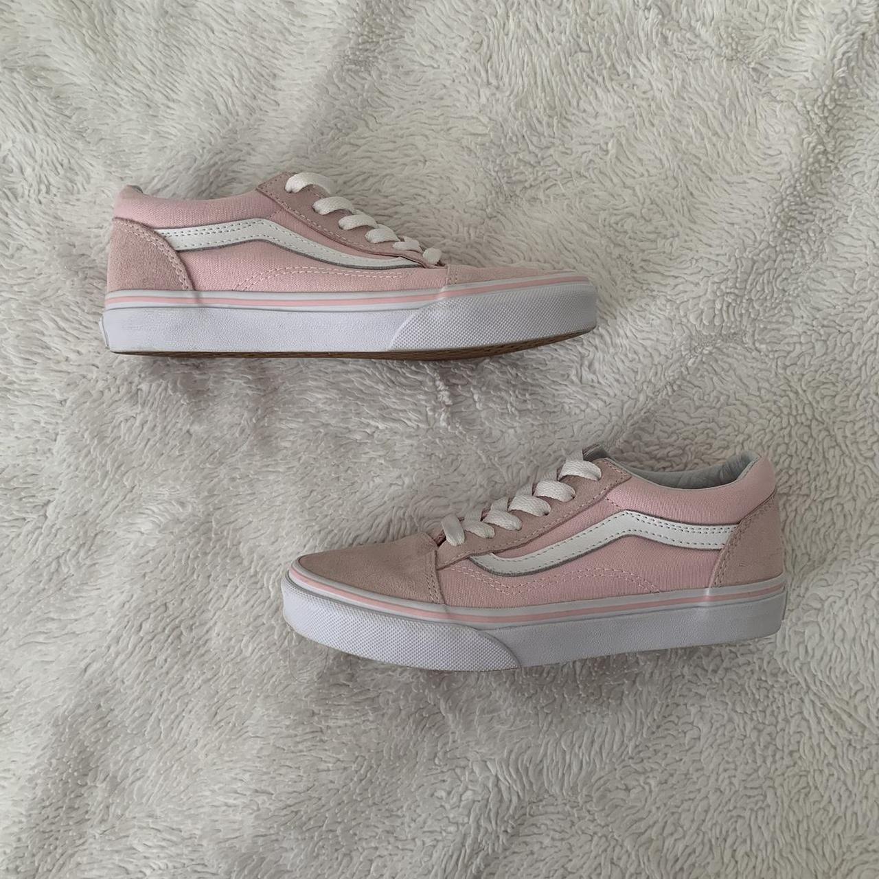 Vans Women's Pink and White Trainers | Depop