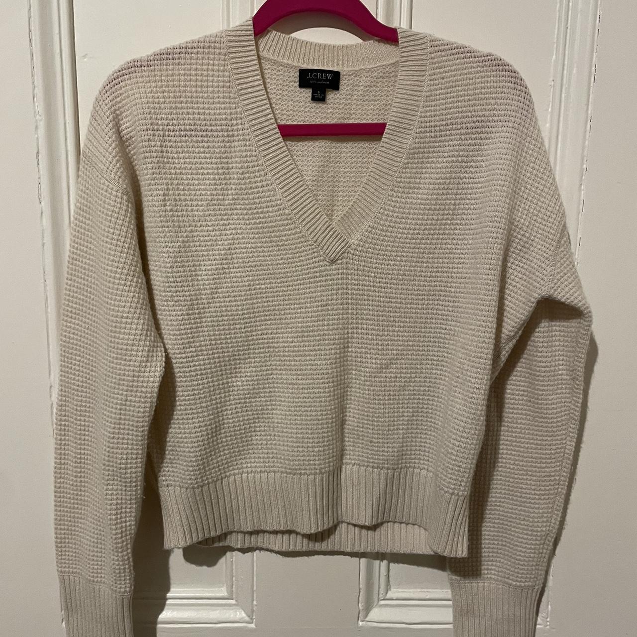 J.Crew cashmere cream jumper. Box fit, hits at hips. - Depop