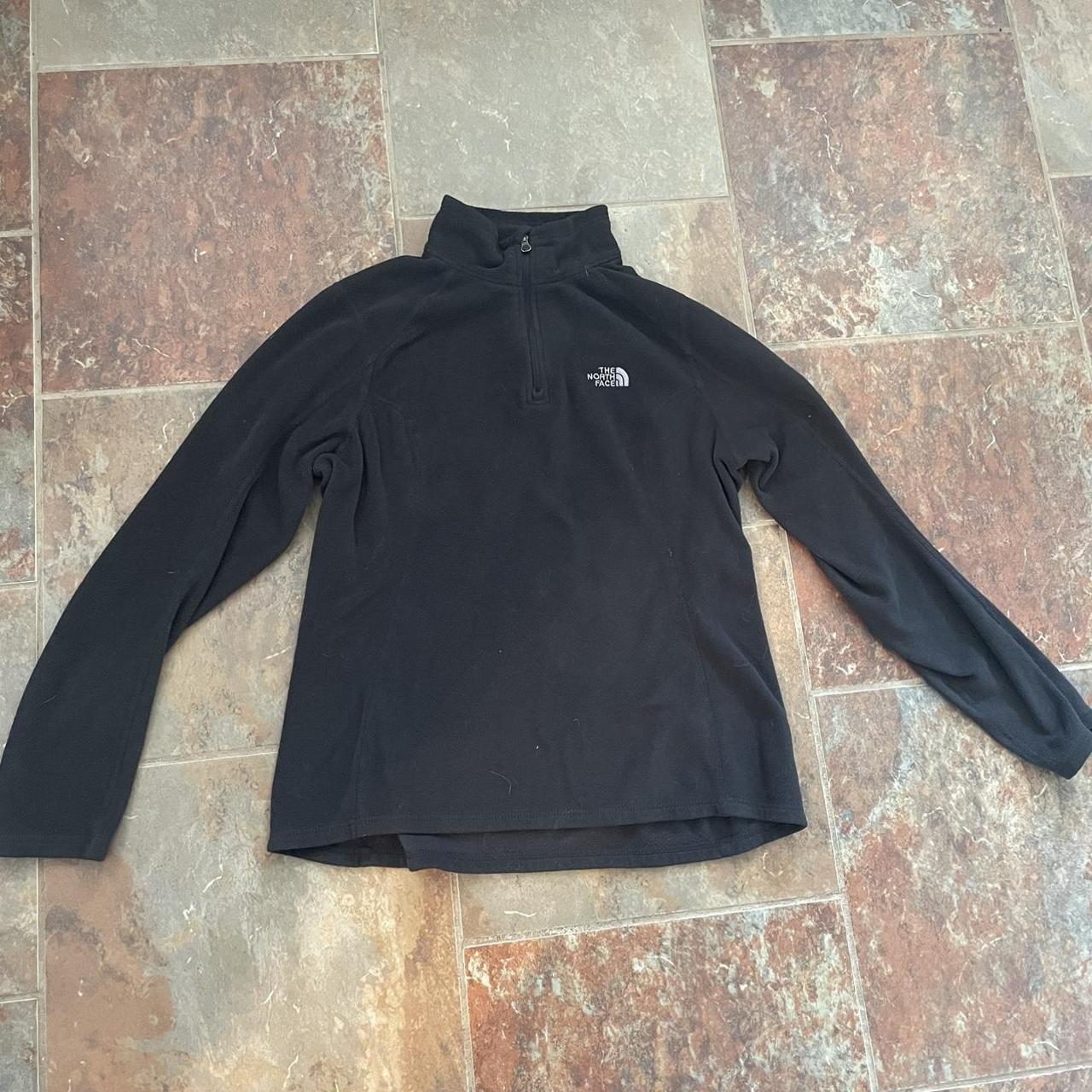 cozy black north face zip up cat hair will be... - Depop