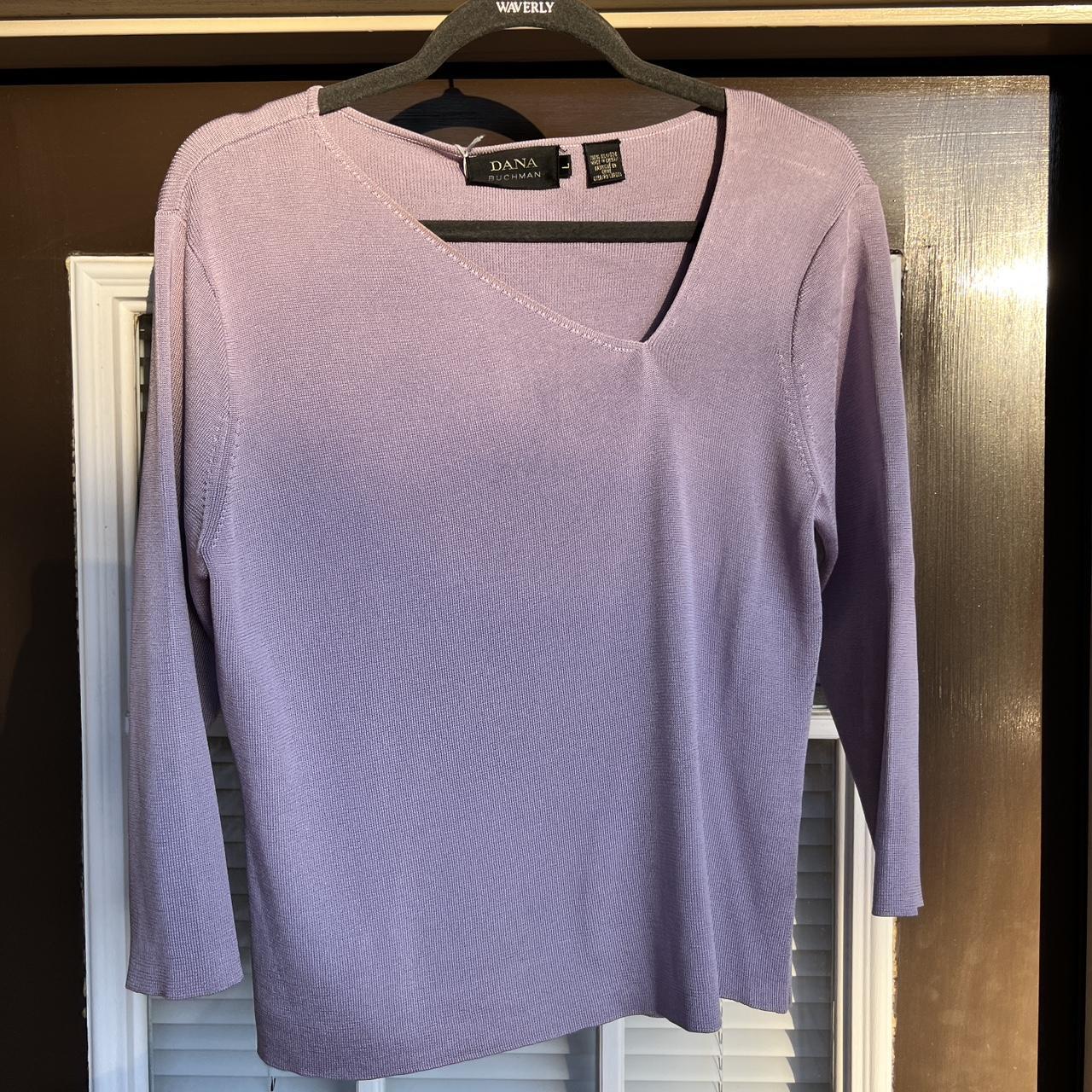 Dana Buchman Blue Pink Purple Button Front Long - Depop