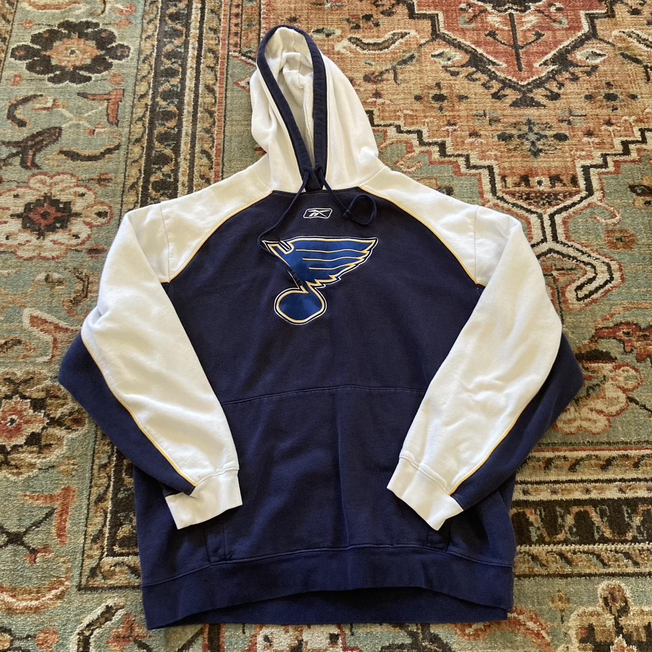 Reebok Men's Blue and White Hoodie | Depop