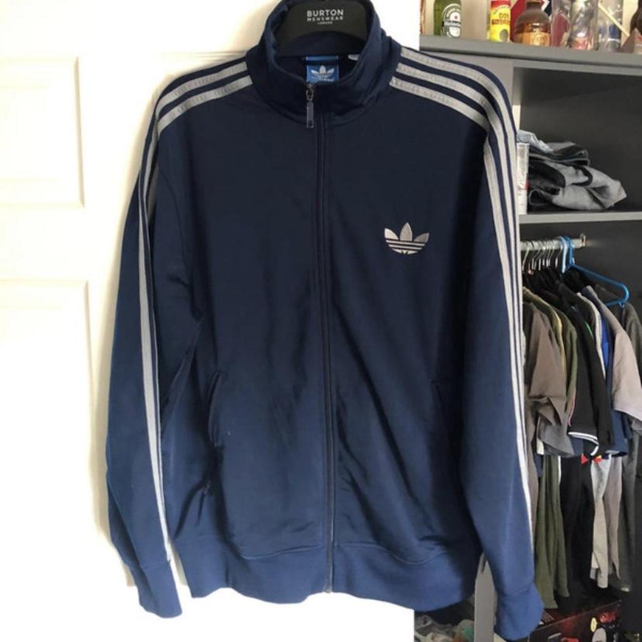 Navy blue adidas zip up jacket size large worn a... - Depop