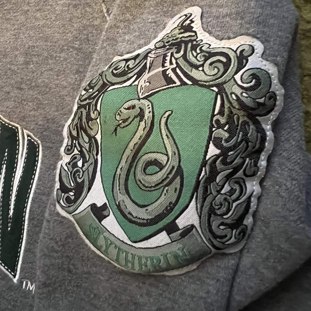 Harry Potter Slytherin stitch and patch pullover... - Depop