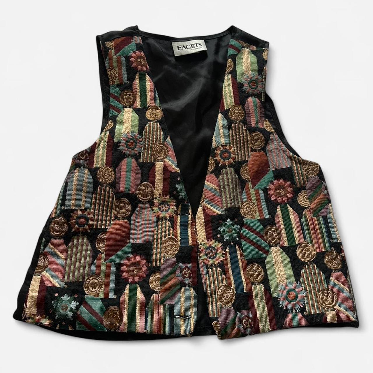 Women's Vest - Multi/Black - M – Patchwork embroi… - image 1
