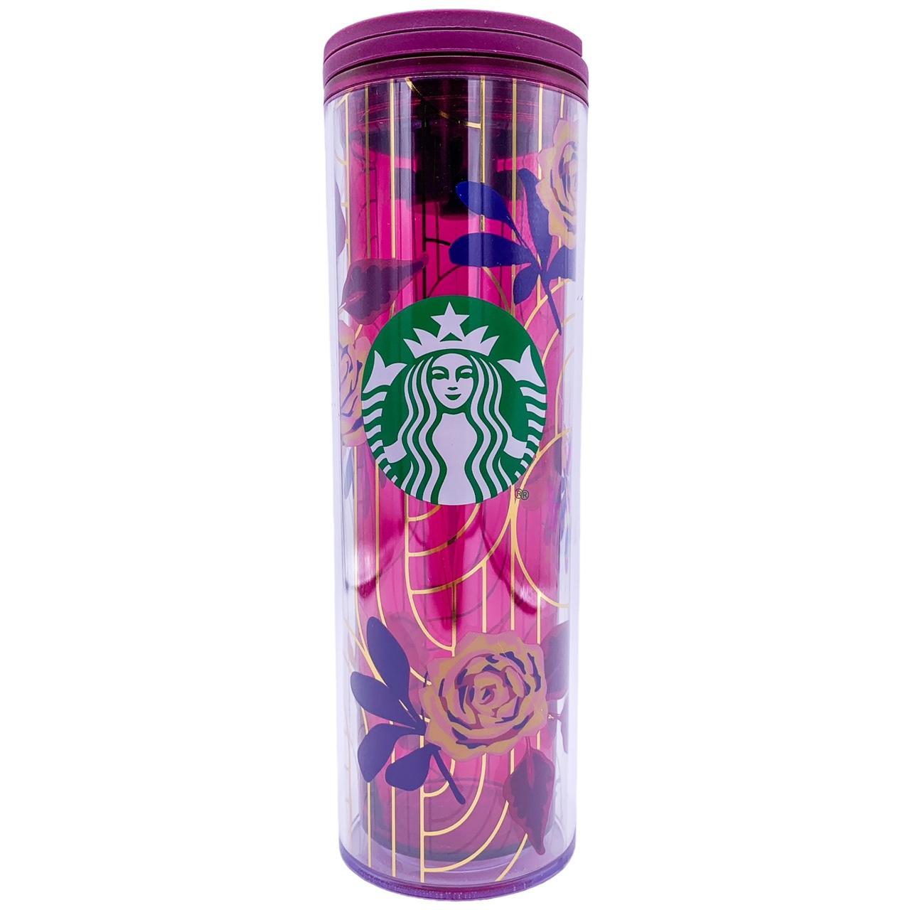 16 oz rose gold pink Starbucks tumbler cup with - Depop