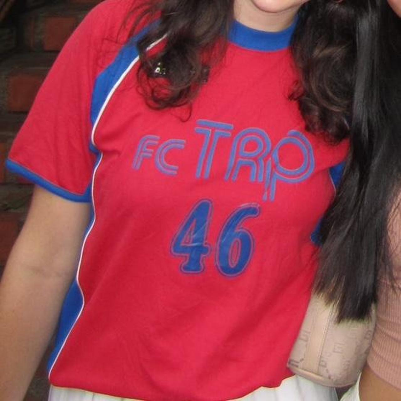 retro red and blue jersey #46 athleta shirt super... - Depop