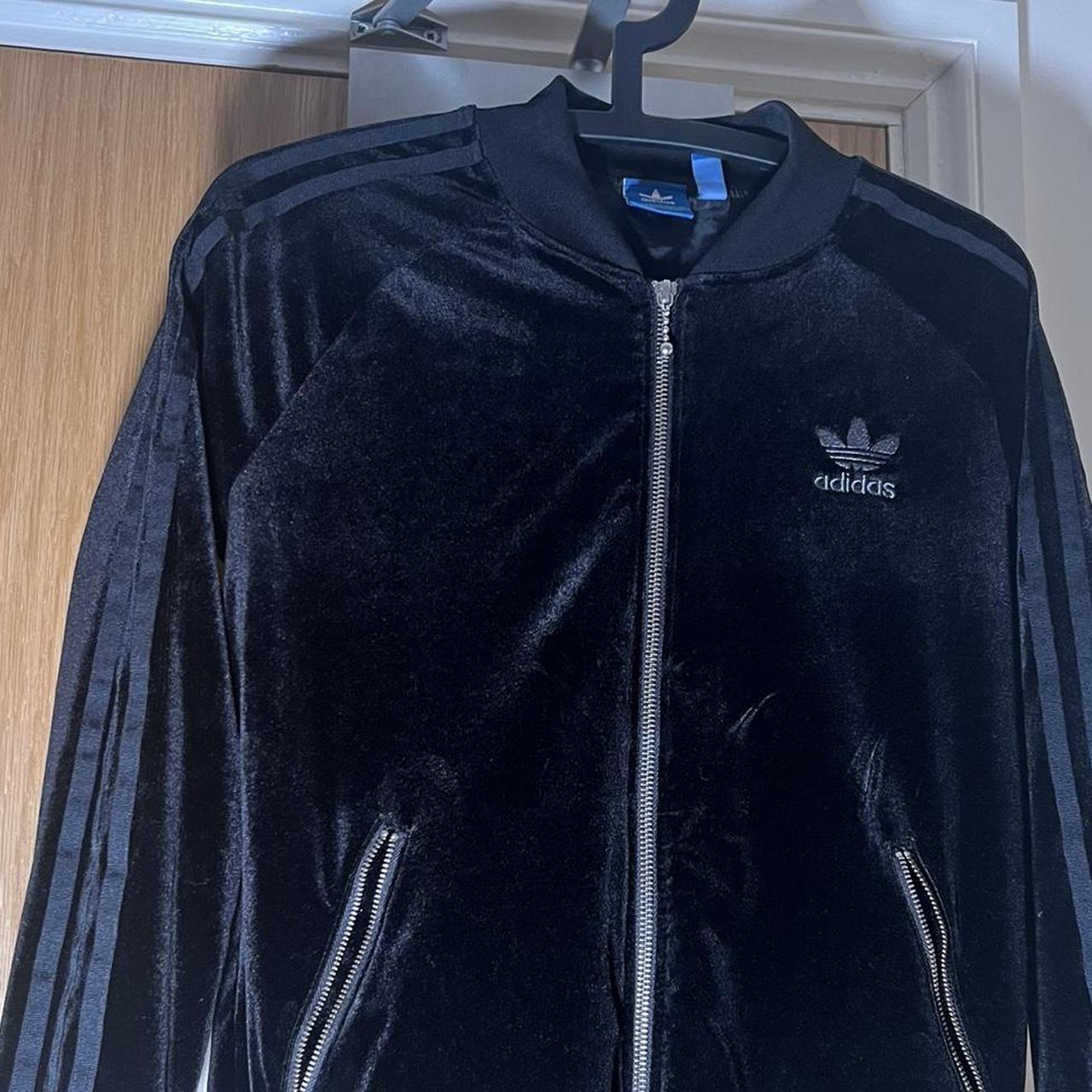 Black velour adidas outlet jacket