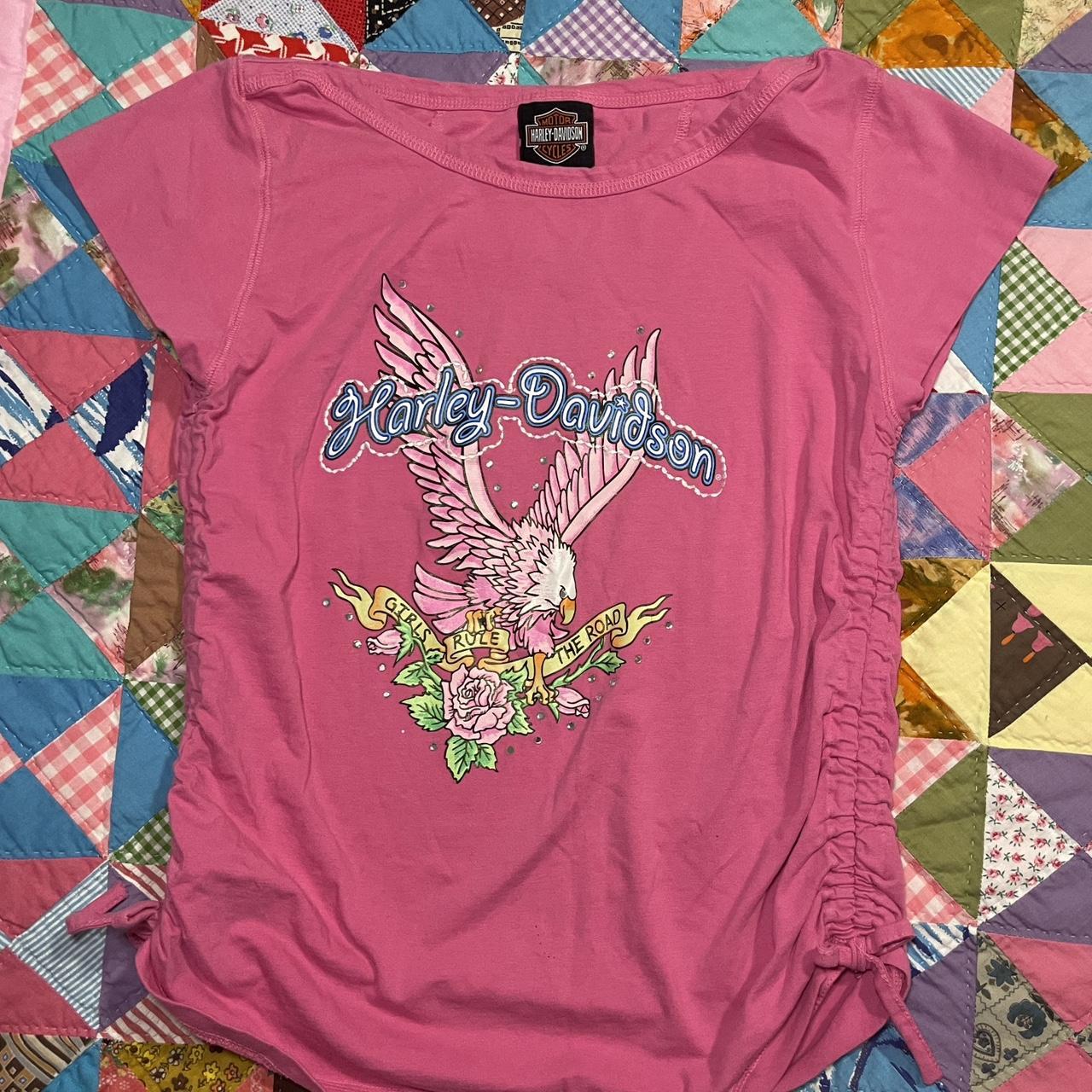 Harley Davidson Pink T Shirt Depop 
