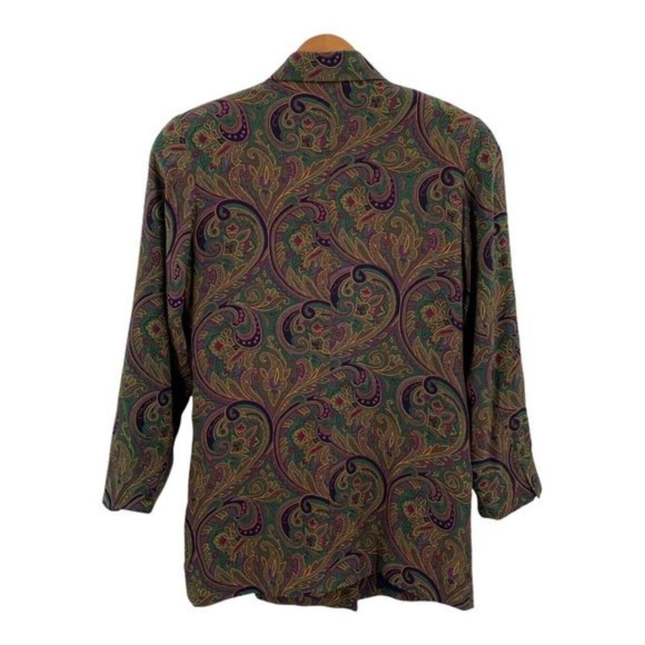 Vintage 90's Geoffrey Alexander Green Purple Paisley... - Depop