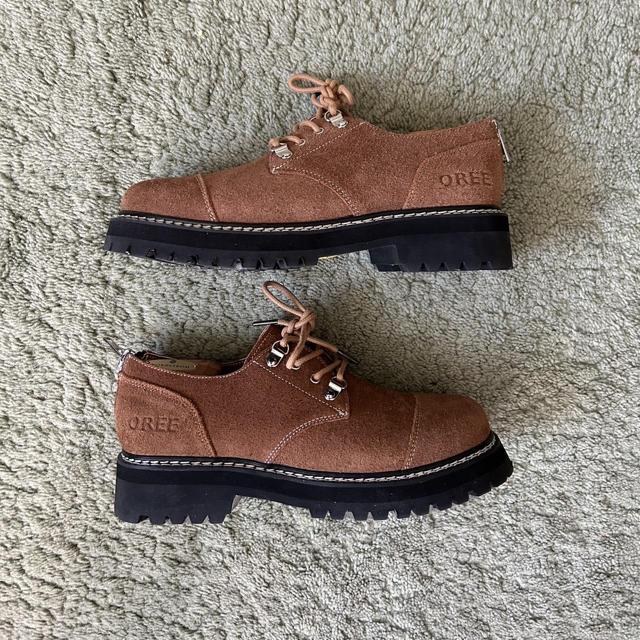 Oree NYC Grant infantry derby shoe Outer is a brown - Depop