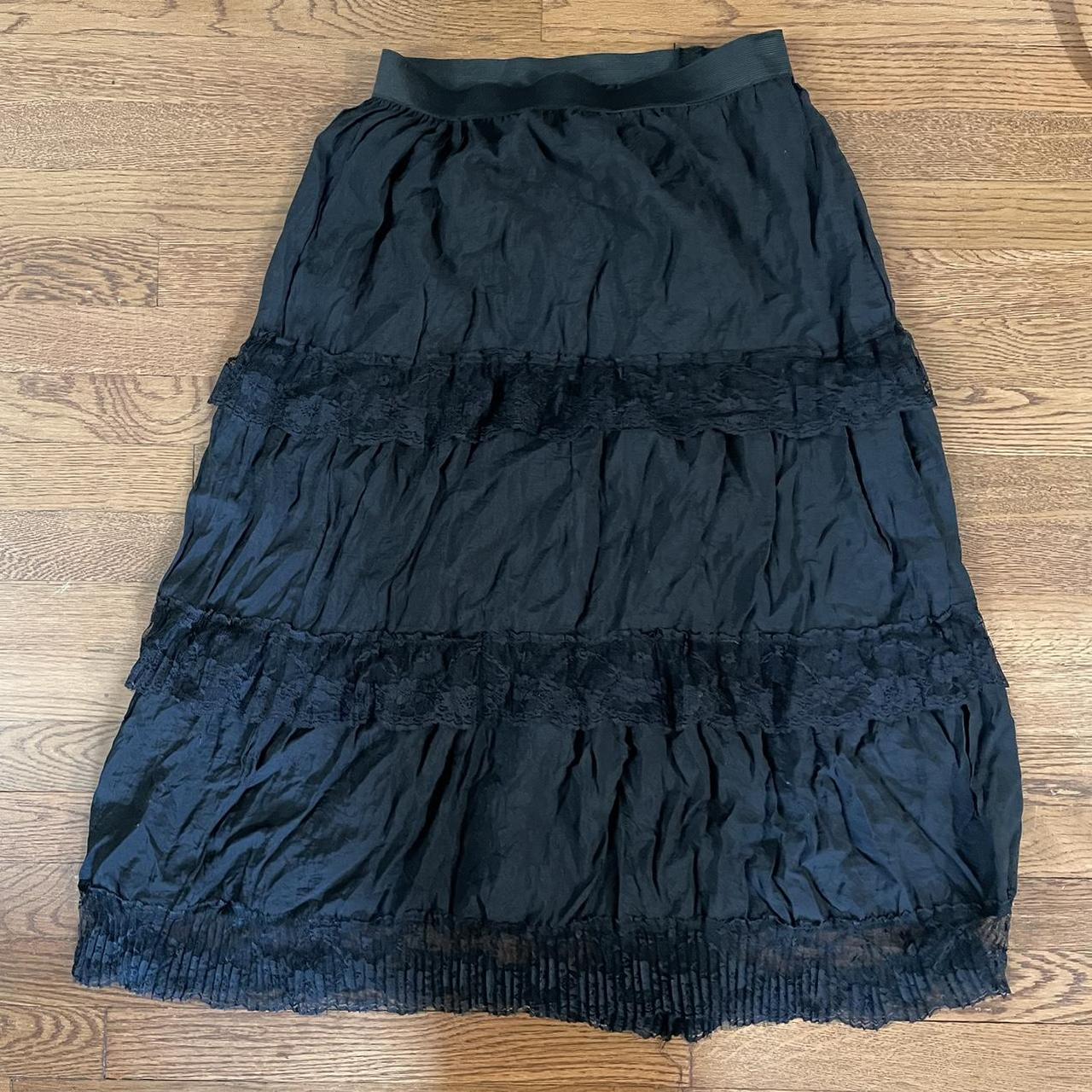 Black Ruffle Lace Maxi Skirt Medium waist: 14... - Depop