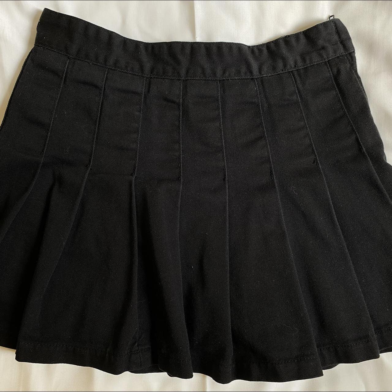 brandy melville black pleated skirt with shorts Depop