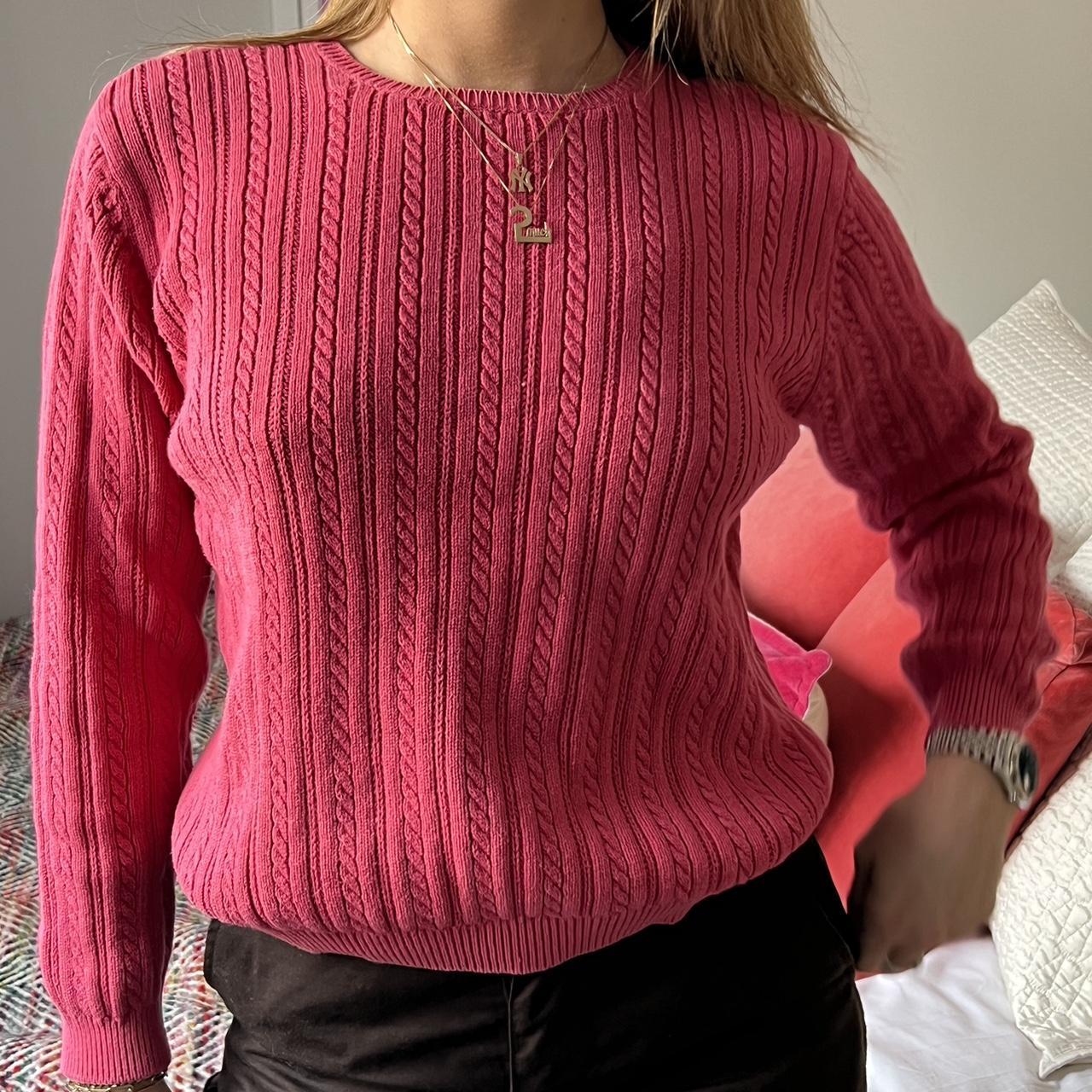 Pink Cable Knit Sweater Cable knit sweater in gorg... - Depop