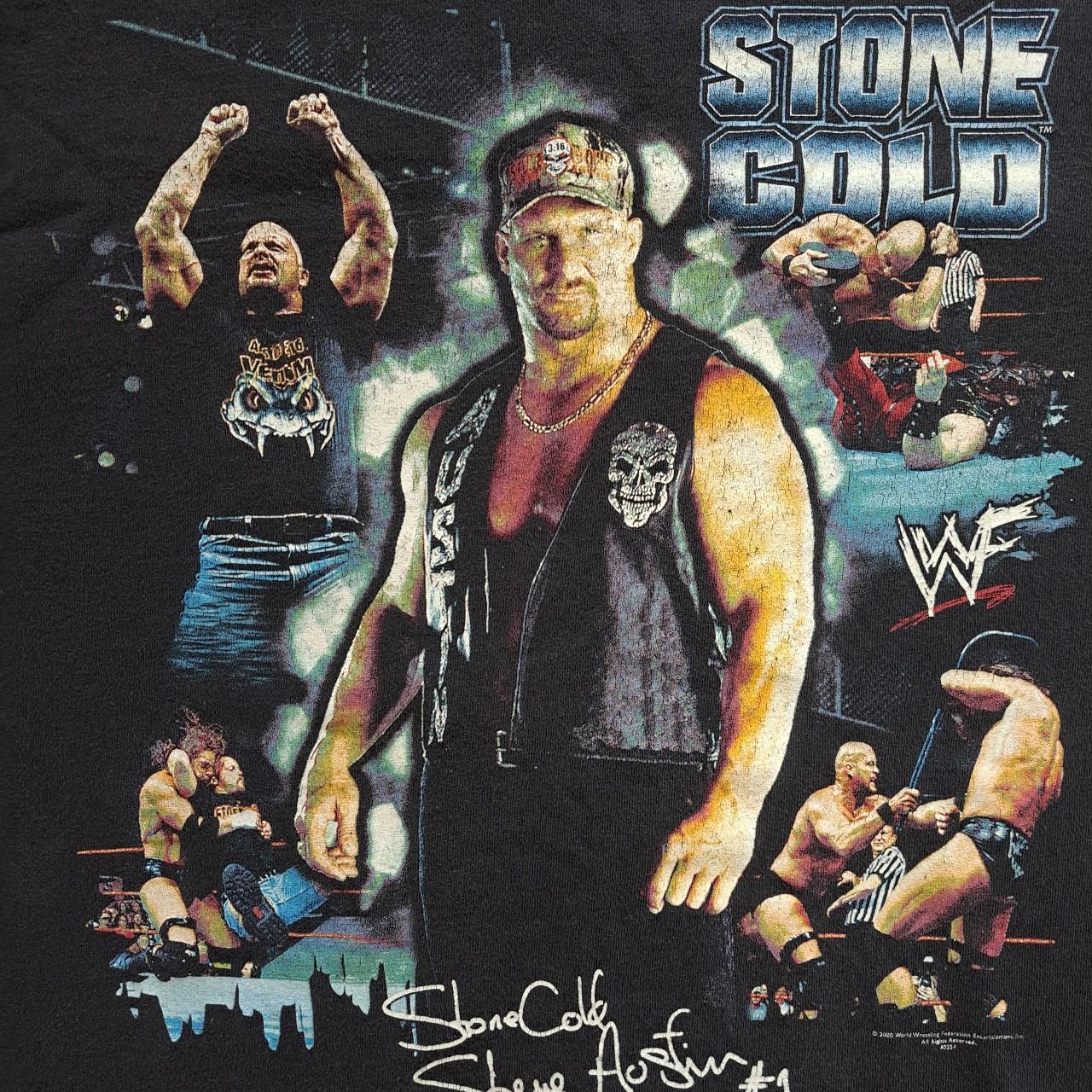 WWE Men's Stone Cold Steve Austin Poster T-Shirt Blue