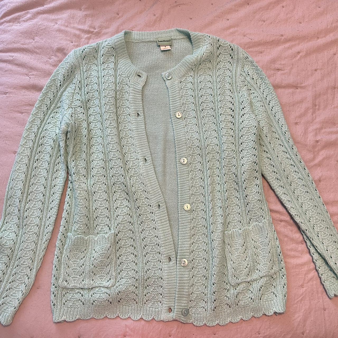 Light blue knit cardigan with scalloped sleeves 💌 so... - Depop
