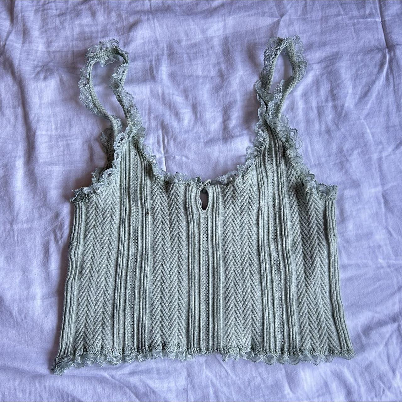 For Love & Lemons Women's Green Vest Depop