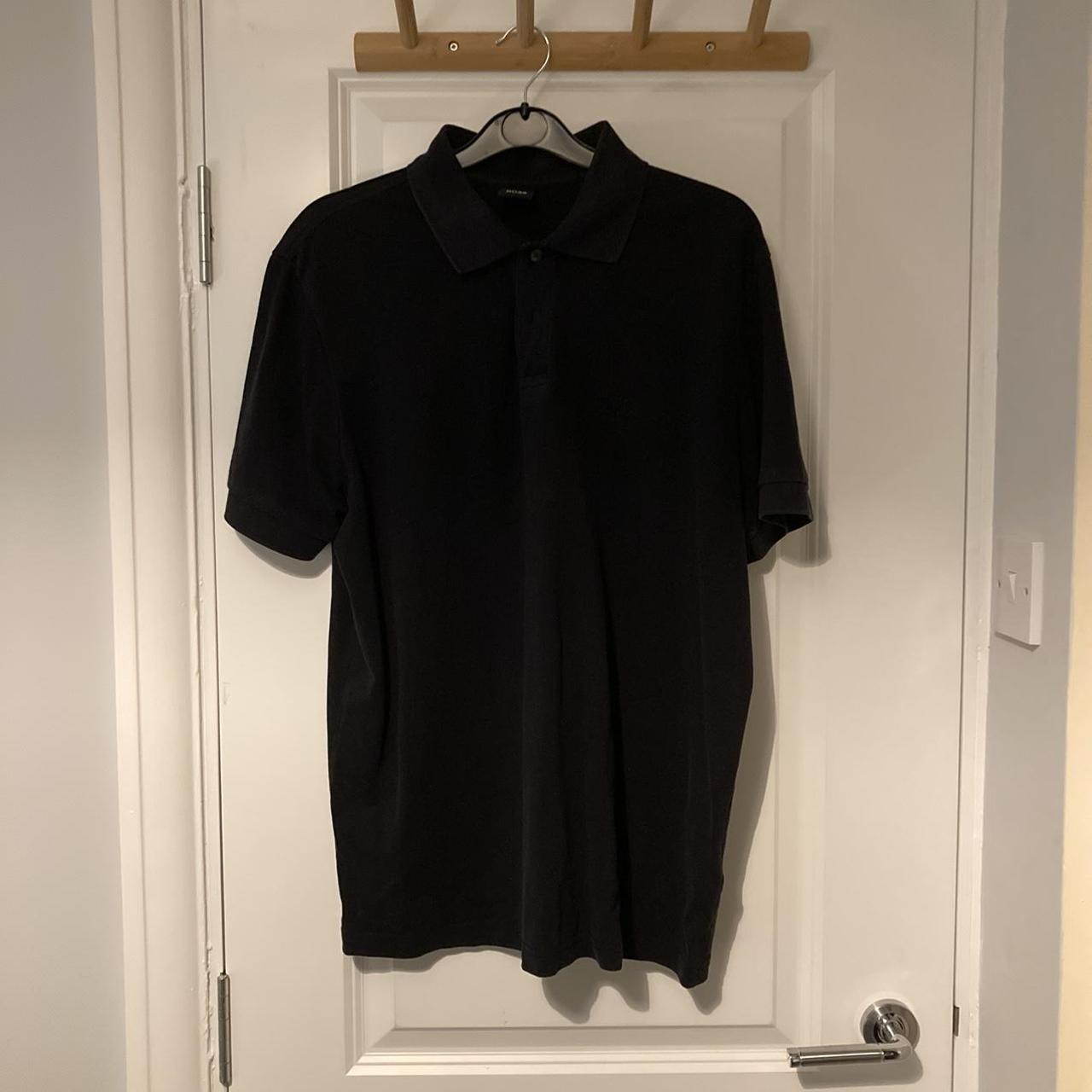 Hugo Boss plain black polo shirt with embroidered... - Depop