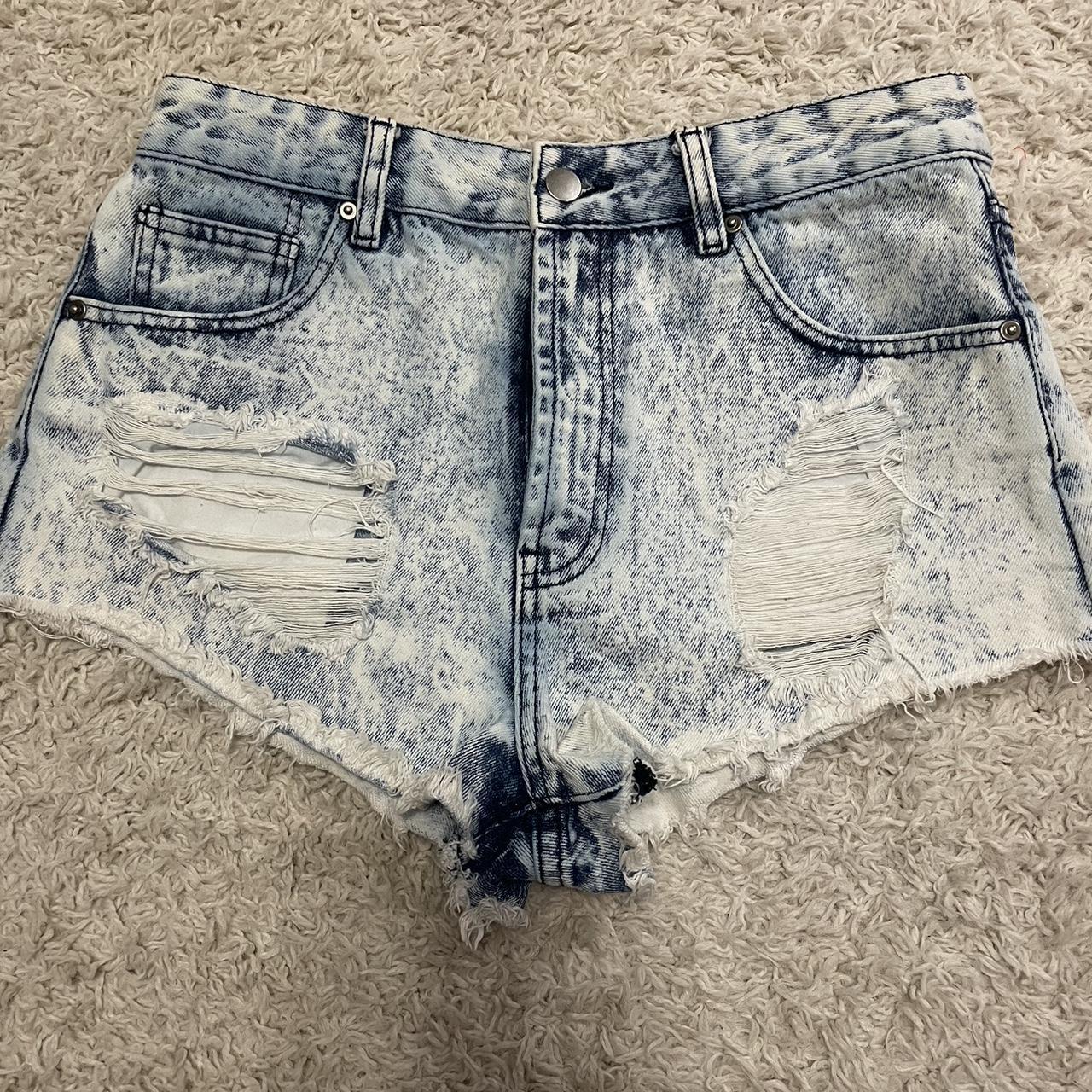 Denim Two Tone Shorts -Size 29 - Depop