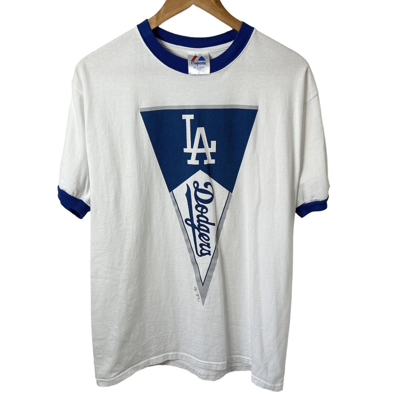 MLB Mens Dodgers Baseball Jersey Shirt Blue and White B1