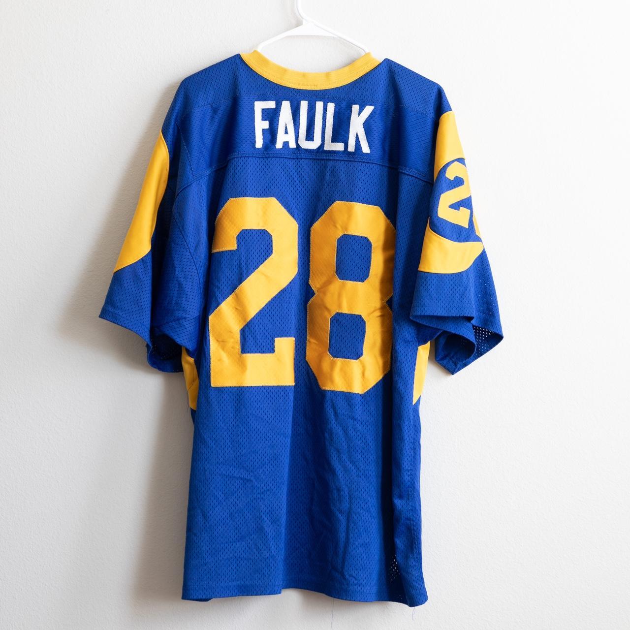 Vintage St Louis Rams NFL Faulk 28 Short Sleeve Jersey Men's Size