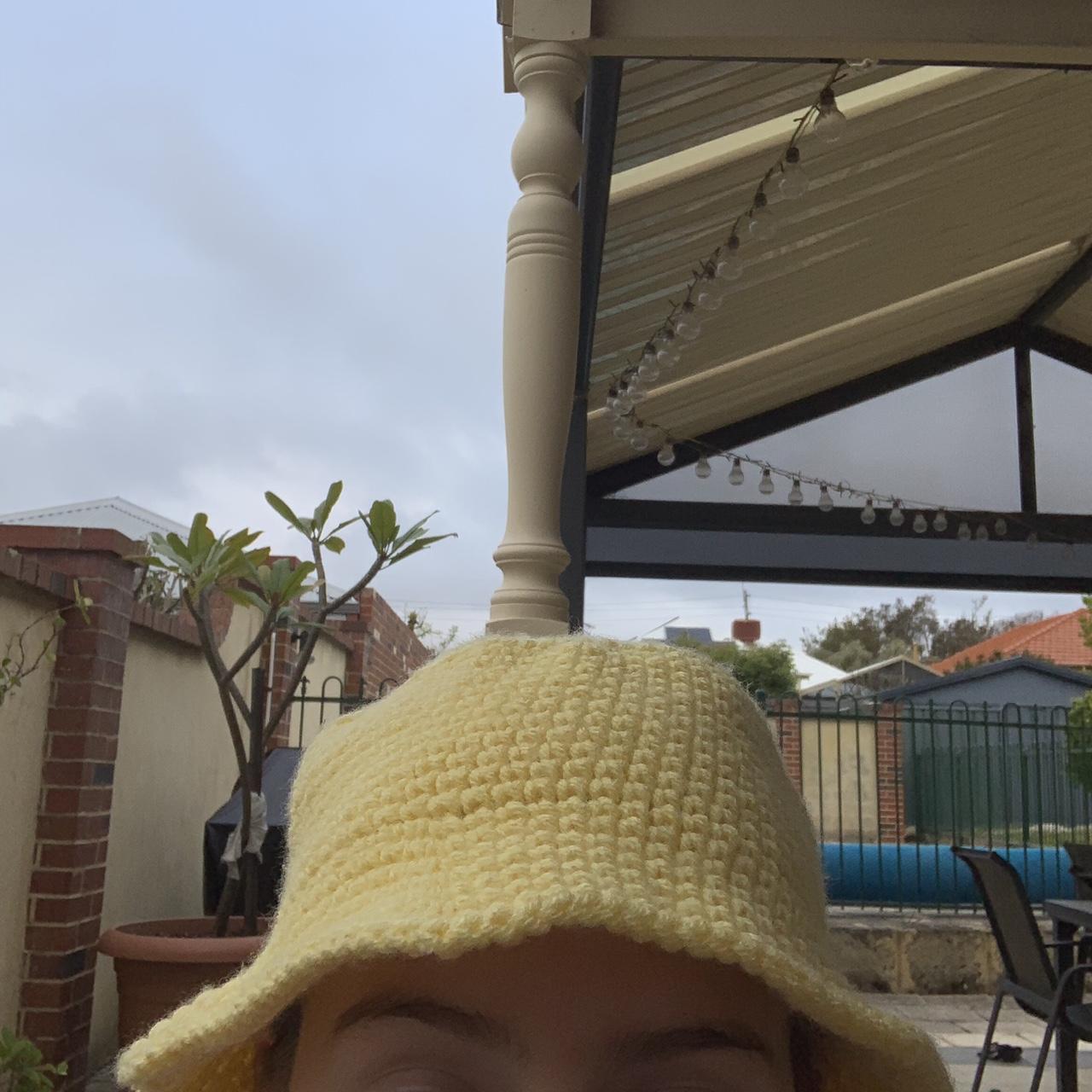 yellow handmade crochet bucket hat 💛 in perfect… - Depop