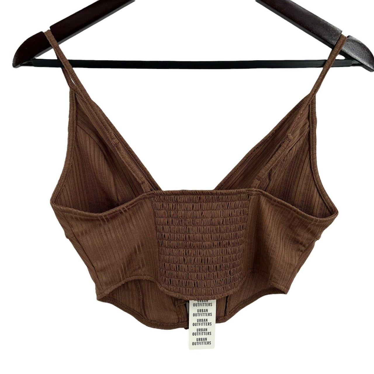 Urban Outfitters Brown Lace Front Cropped Top Depop - Main Image