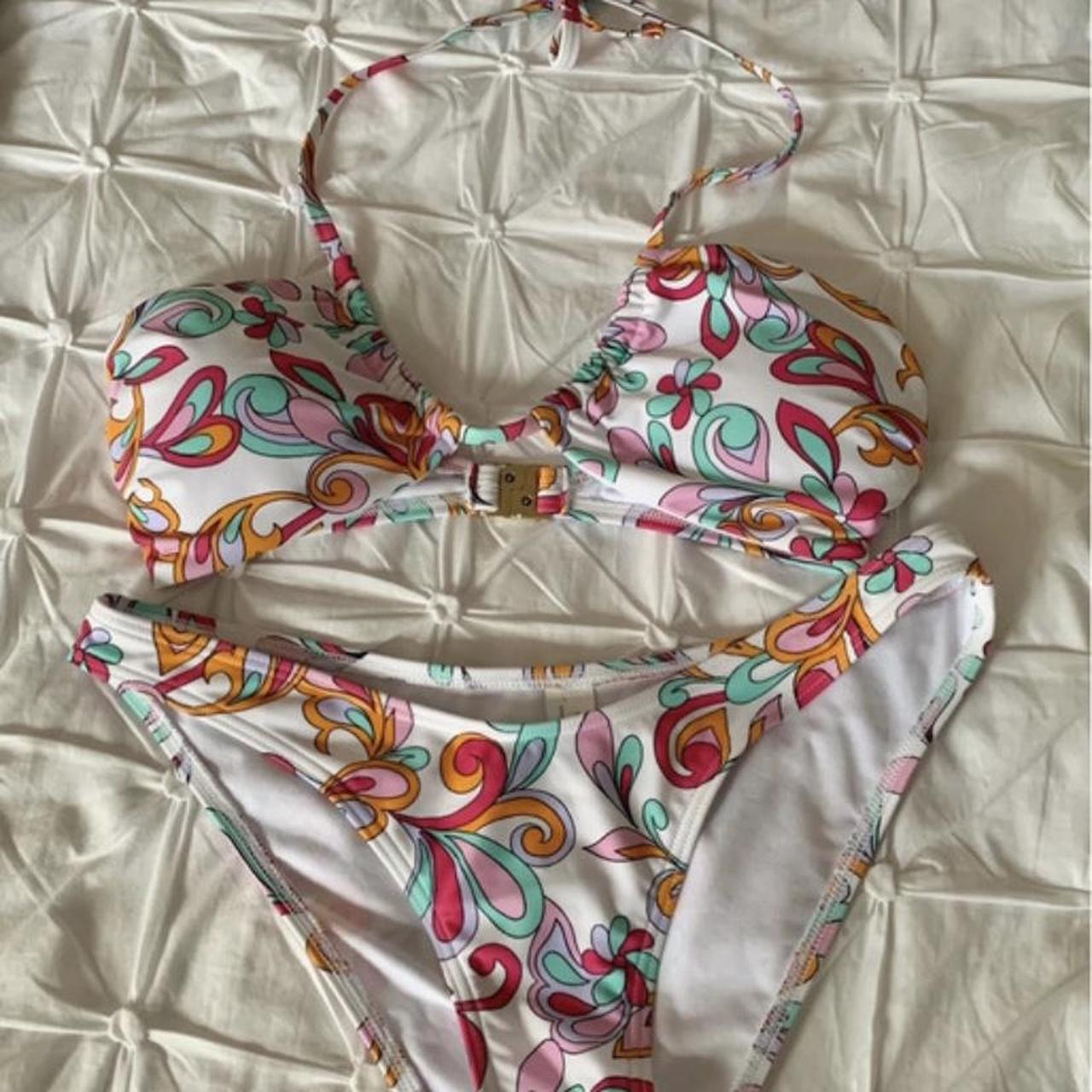 funky bikini set brand new with tags floral,... - Depop