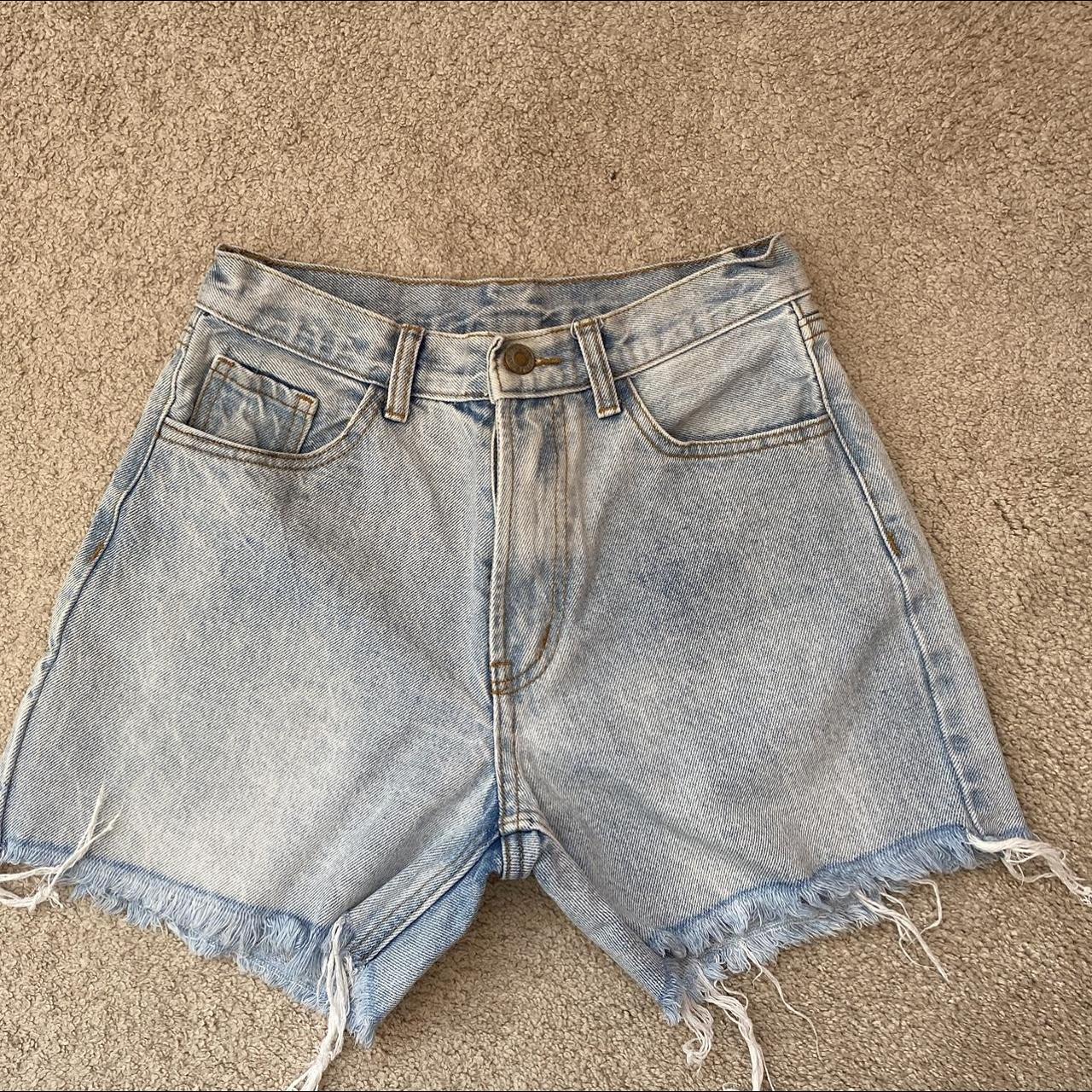 blue frayed denim brandy melville shorts ! plus... - Depop