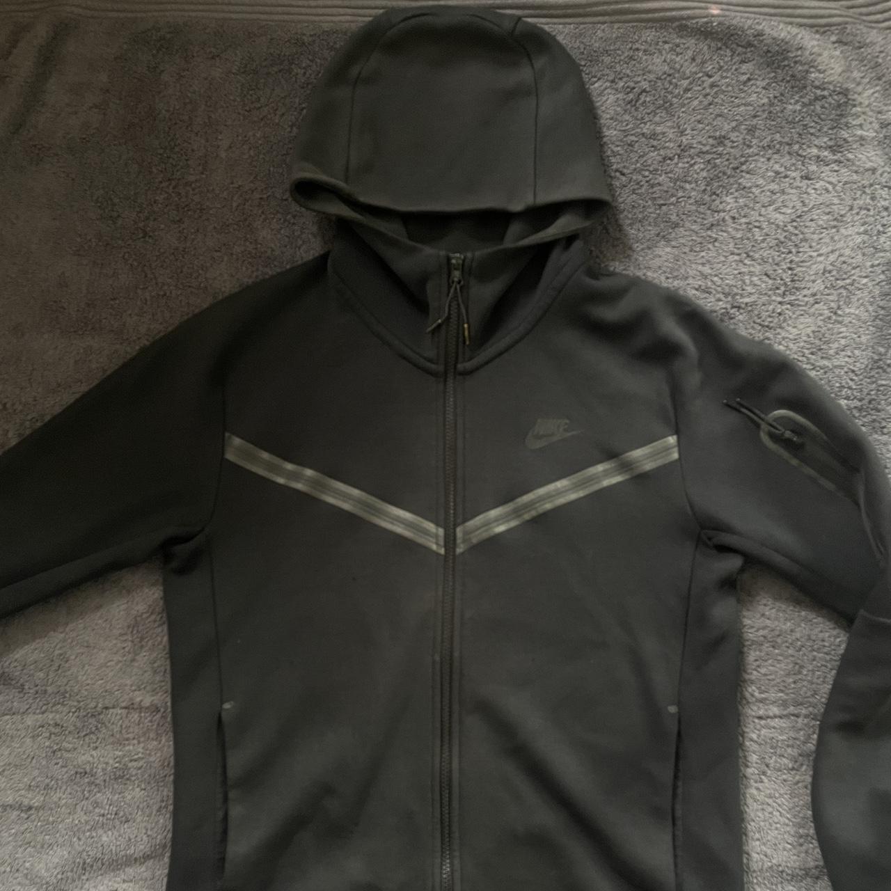 Black tech fleece hoodie - 8/10 condition - size... - Depop