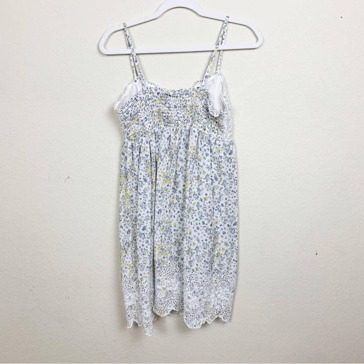 Joie Cottagecore White Floral Spaghetti Strap Dress... - Depop