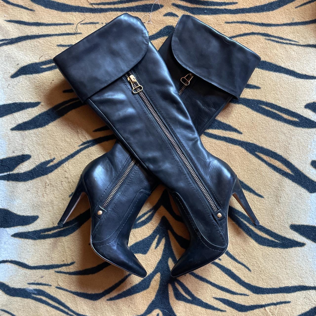 Milliner Black Gold Women's leather round toe side zipper