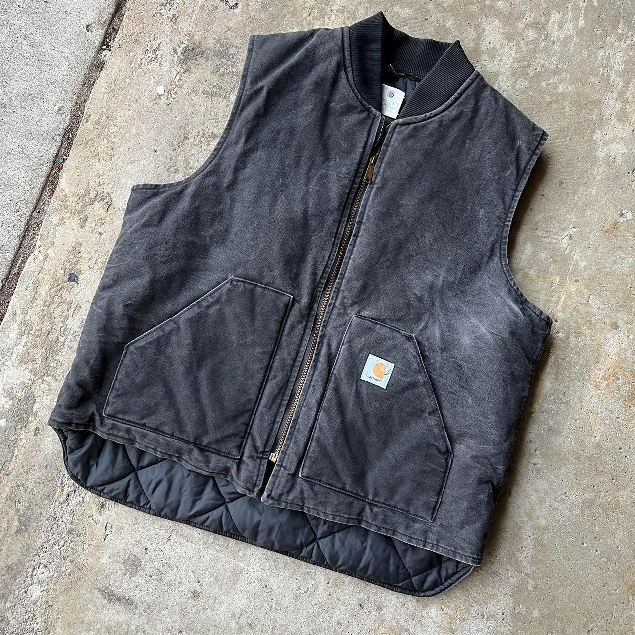 Vintage 90s Carhartt Faded Black Vest Size 2XL can... - Depop