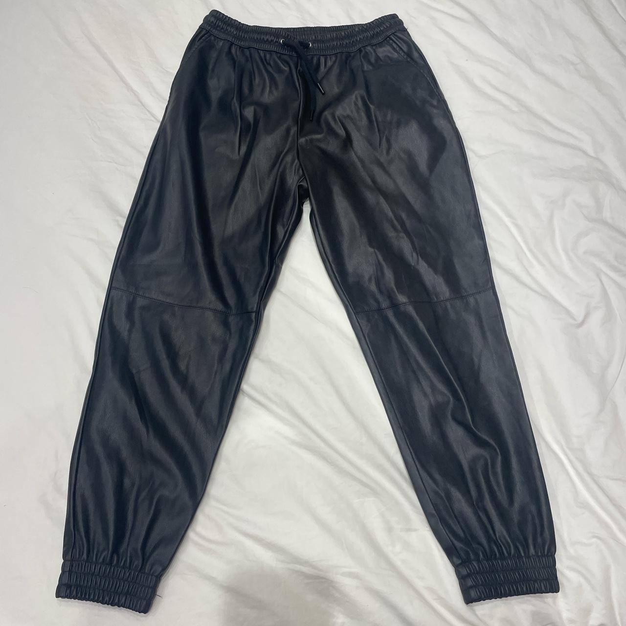 Black leather joggers discount zara