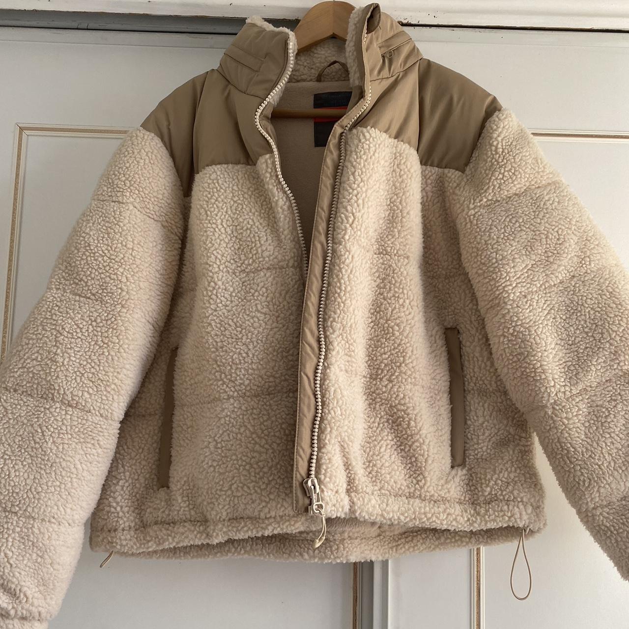 Primark cream teddy coat Fits sizes up to L and - Depop