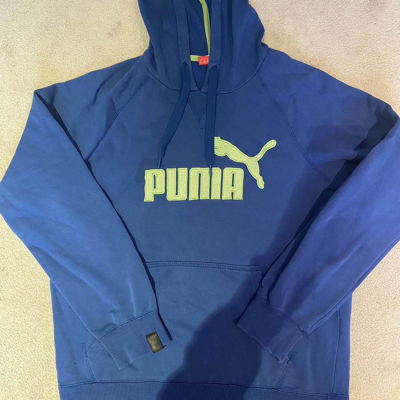 Blue puma hoodie, would fit size 6-12 depending on... - Depop
