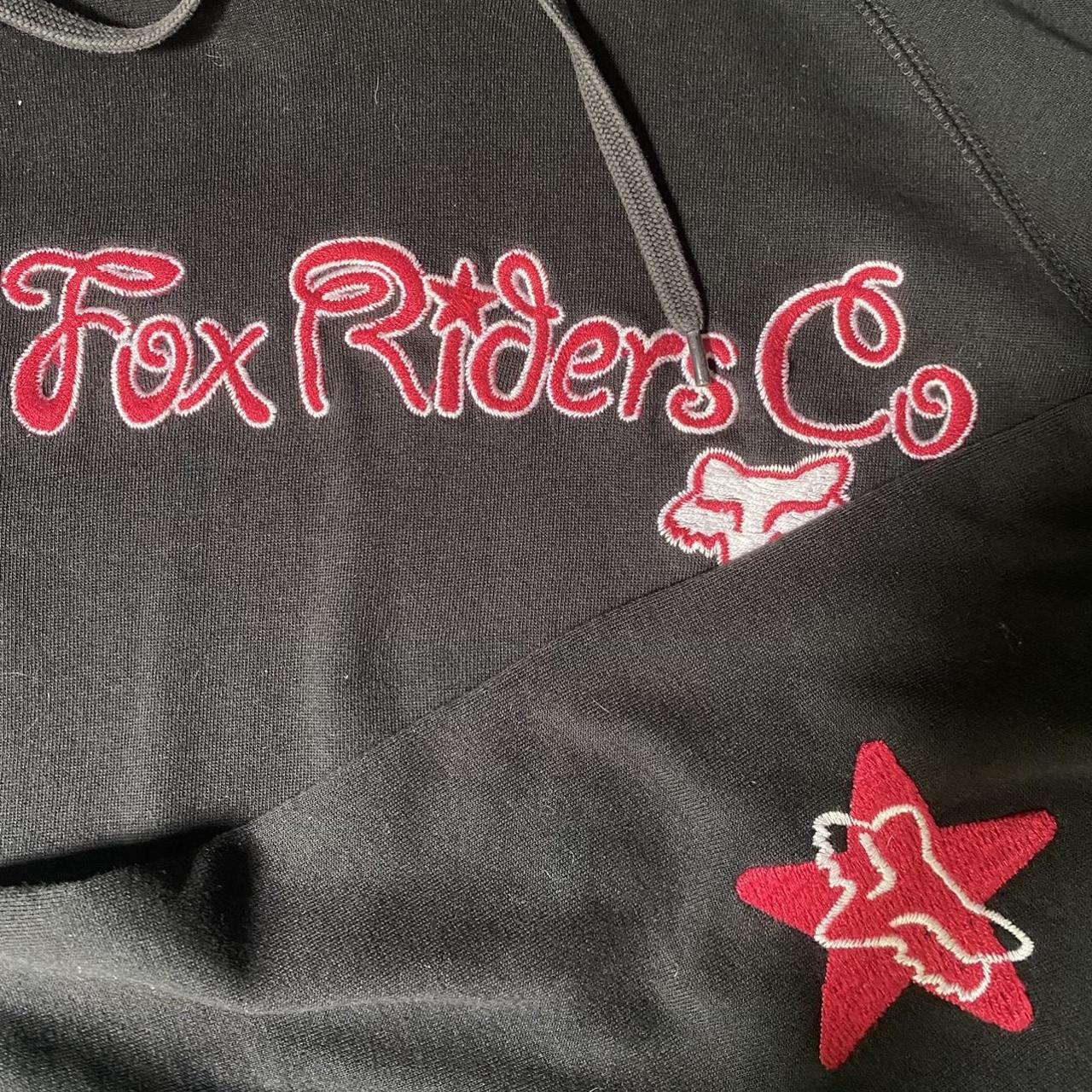 fox riders co embroidered hoodie no size tag but | Depop