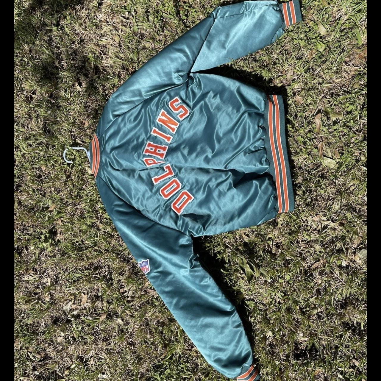 Vintage Chalkline Miami Dolphins Satin 1980s Jacket - Depop