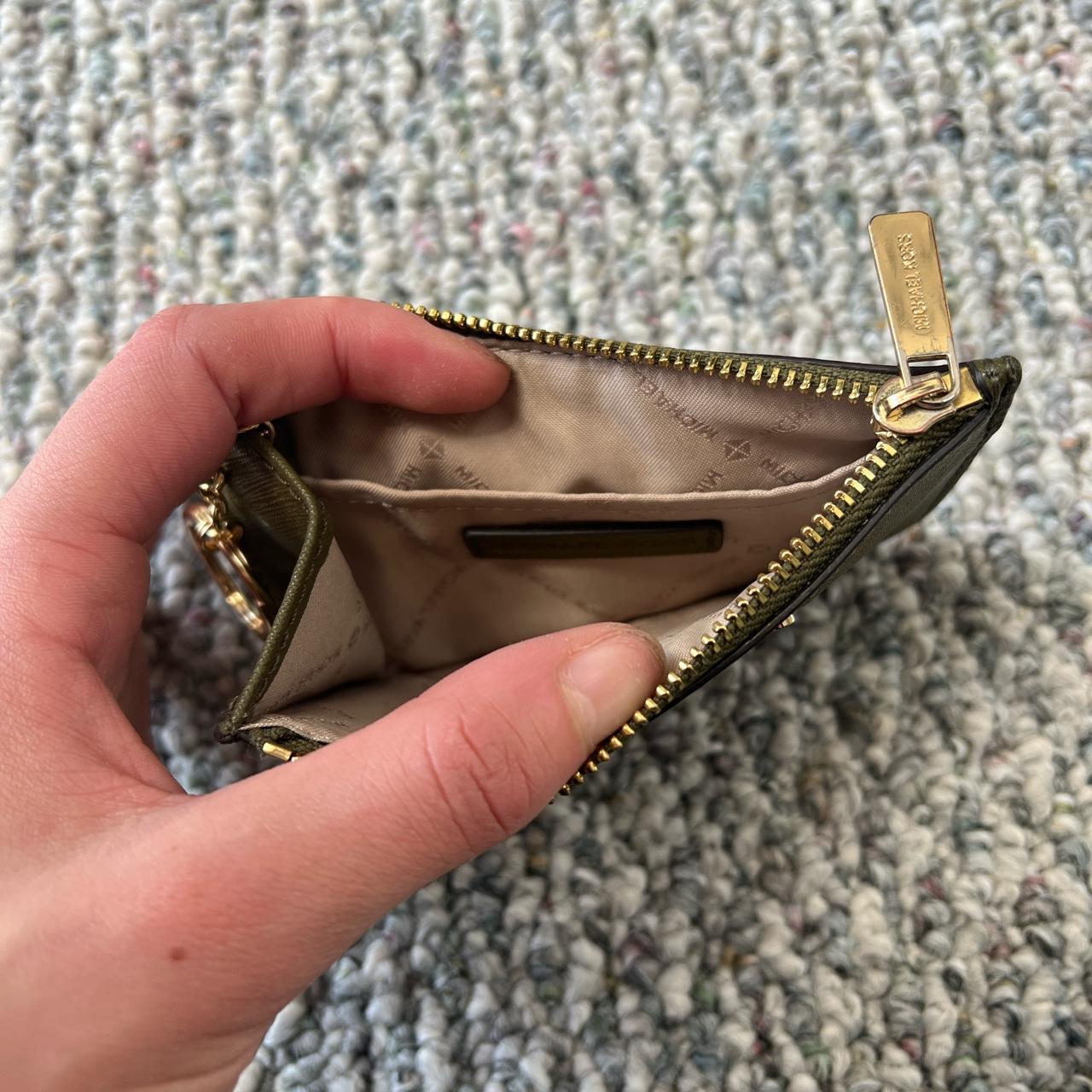 Michael Kors Women's Green and Gold Wallet-purses | Depop