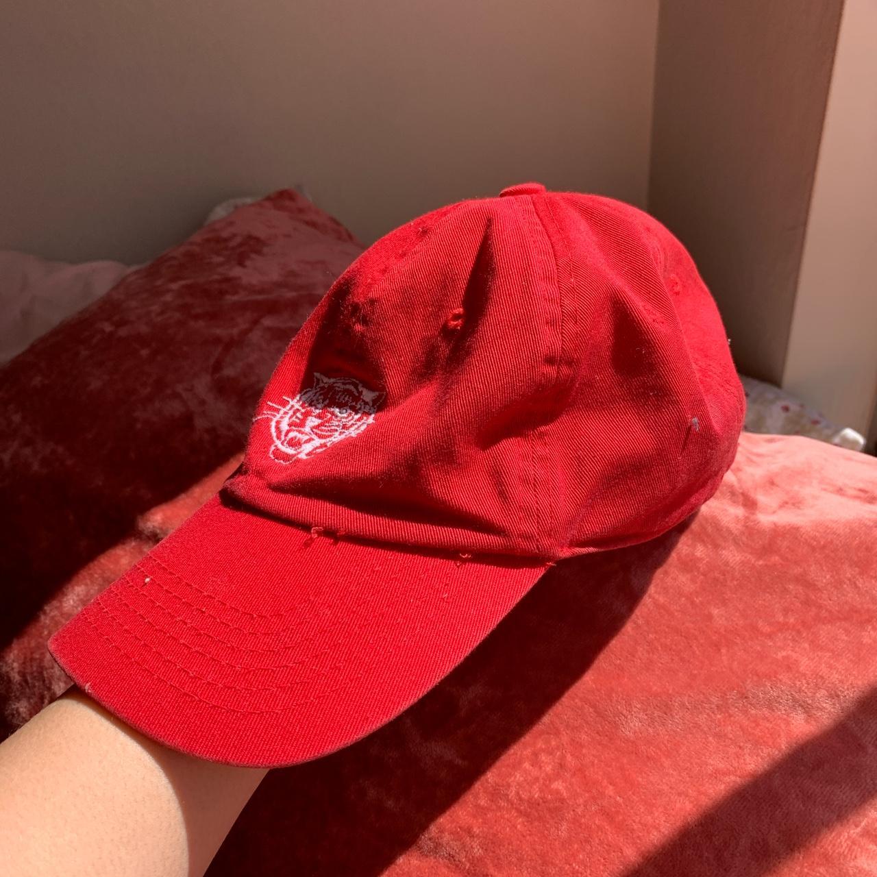 Brandy Melville Women's Red and White Hat (2)