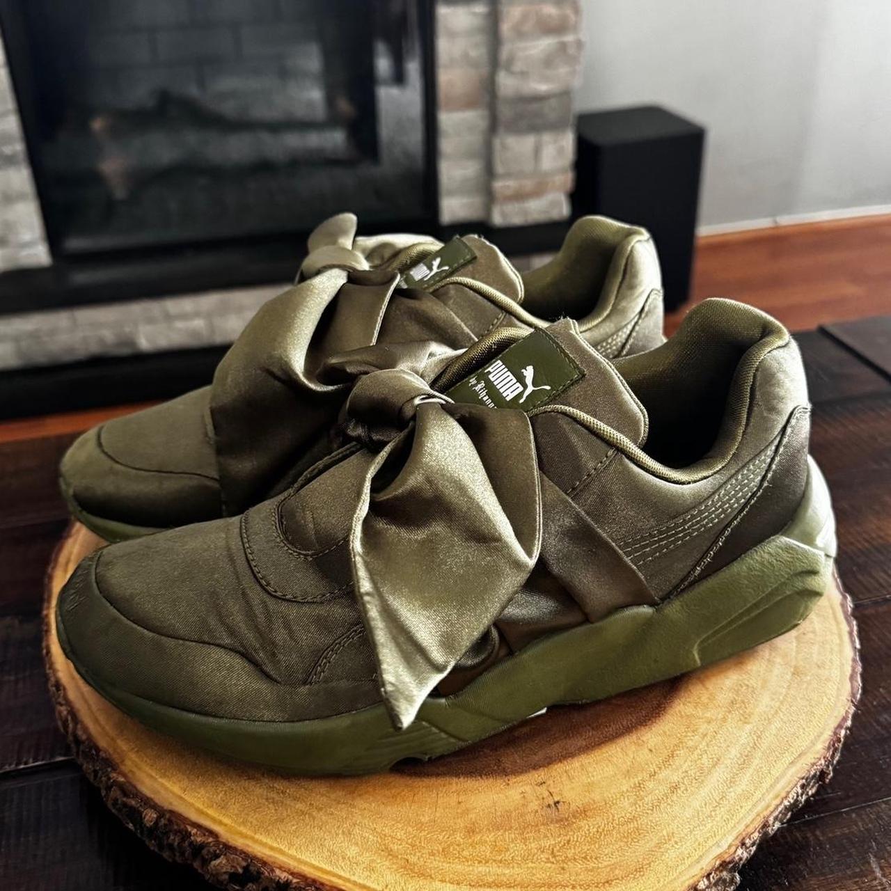 Women s Puma X Fenty Rihanna olive sneakers. Size