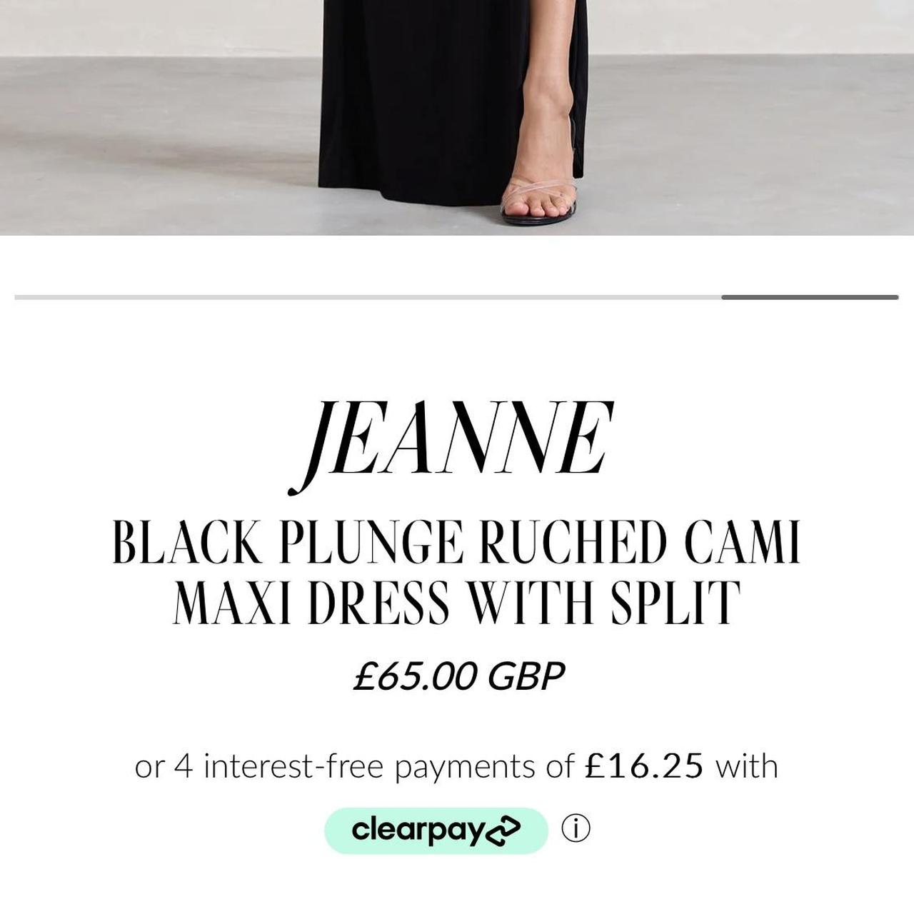 Jeanne Black Plunge Ruched Cami Maxi Dress With Split – Club L