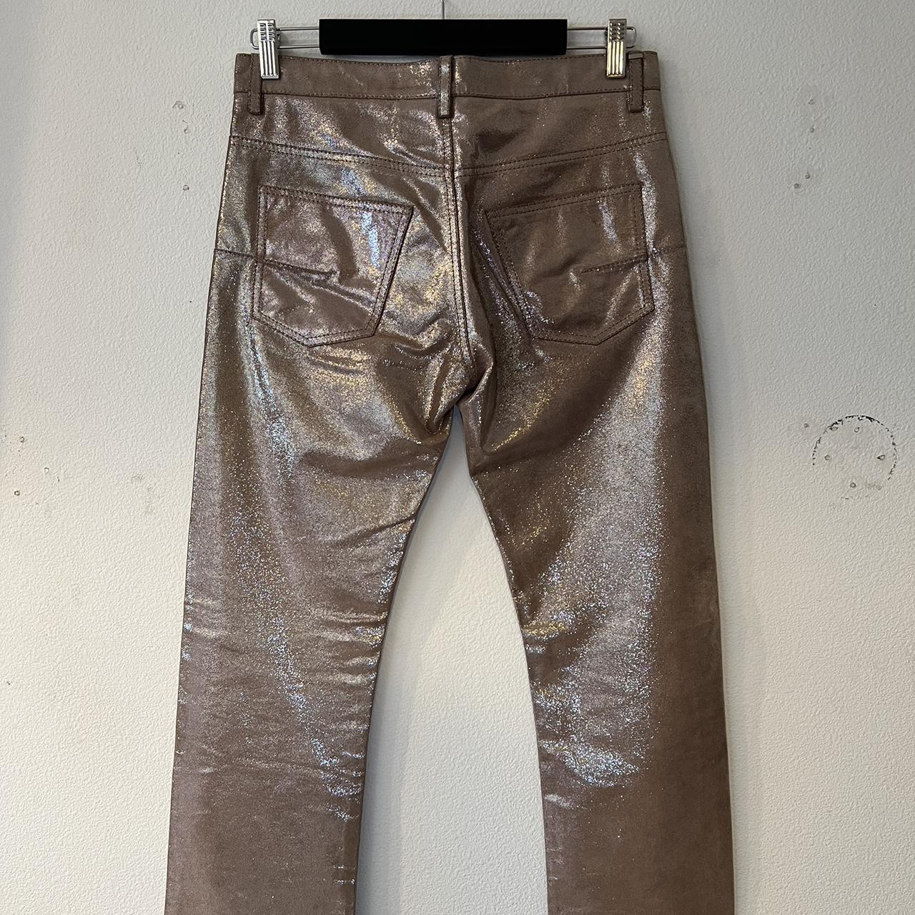 Dior Hedi Slimane 05 Gold Glitter Leather Pants Depop