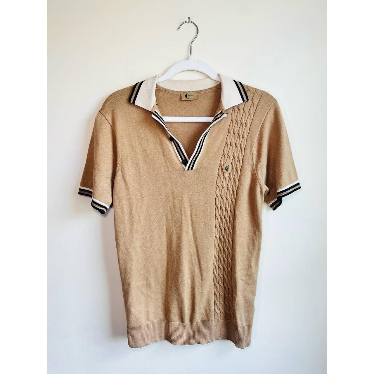 Gabicci Men's Cream and Brown Polo-shirts | Depop