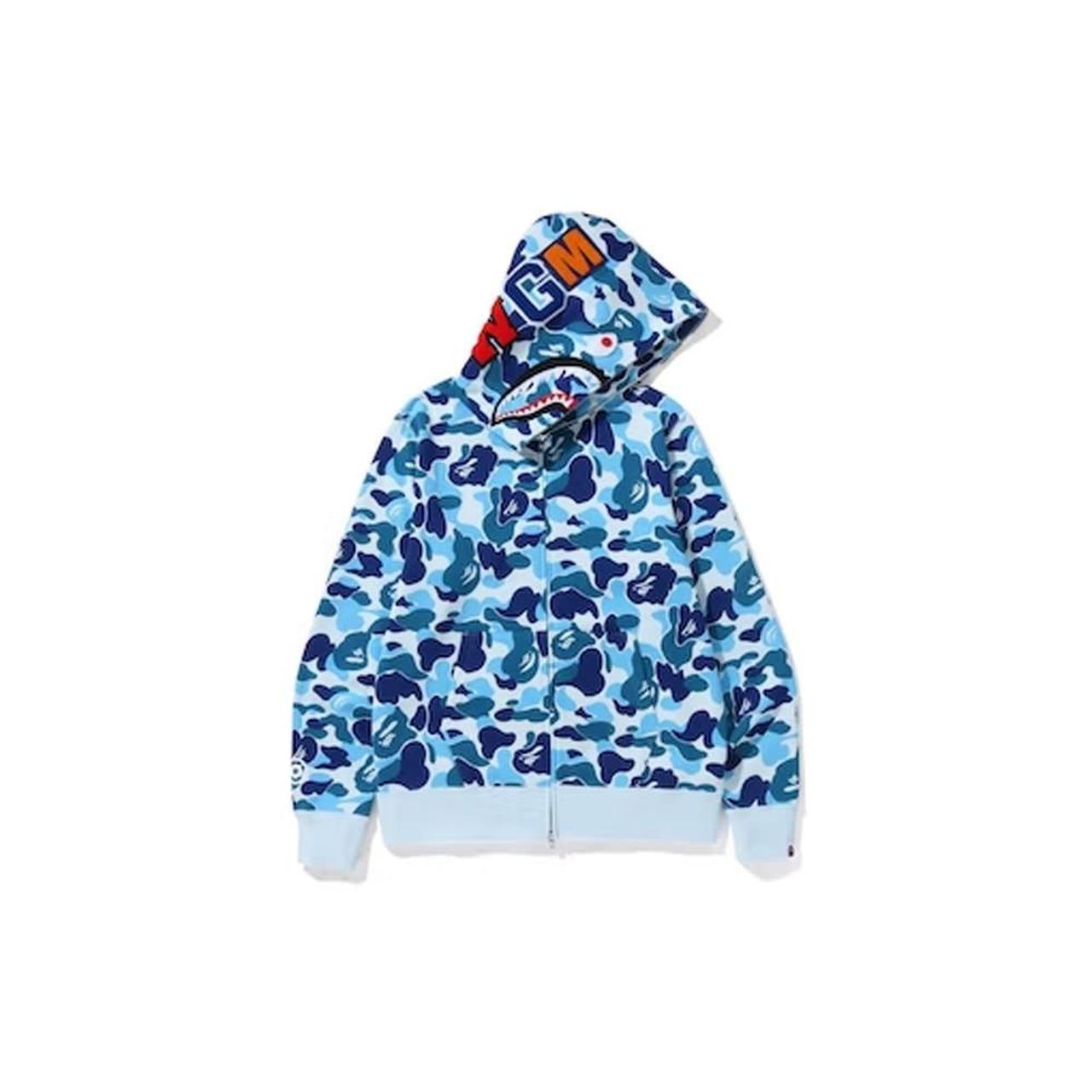 BAPE Men's Blue and White Hoodie | Depop