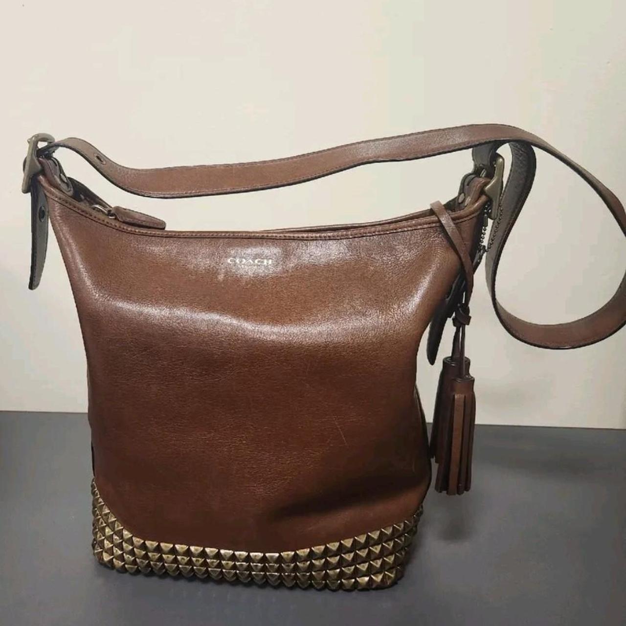 Coach Legacy Duffle Caramel Brown LEATHER Tassel Bag