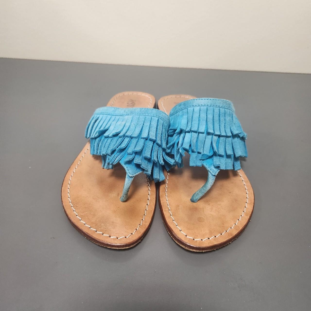 Blue hot sale fringe sandals